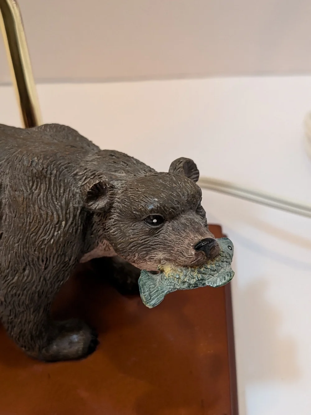 Bear Table Lamp Base in Brown with Gold Accent